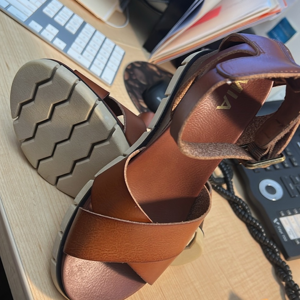 MIA Brown Wedge Sandals with Buckle - Picture 4 of 4